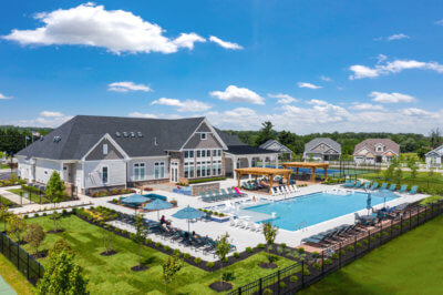 Outdoor Heated Pool & Spa with Lounge Area at West Brandywine Clubhouse