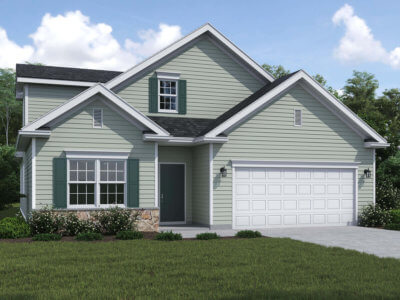 Front Elevation of a Green 2 story Grant Model