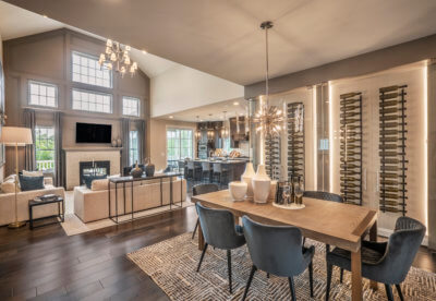Open concept Dining area and Great room in the Franklin model