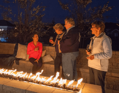 Active Adult Community Residents around outdoor fire