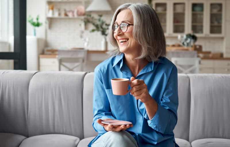 active adult woman enjoying time at home