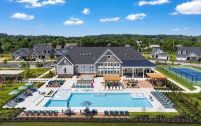 Outdoor Heated Pool & Spa with Lounge Area at West Brandywine Clubhouse