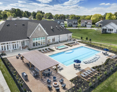 pool and spa area in a traditions of america community clubhouse