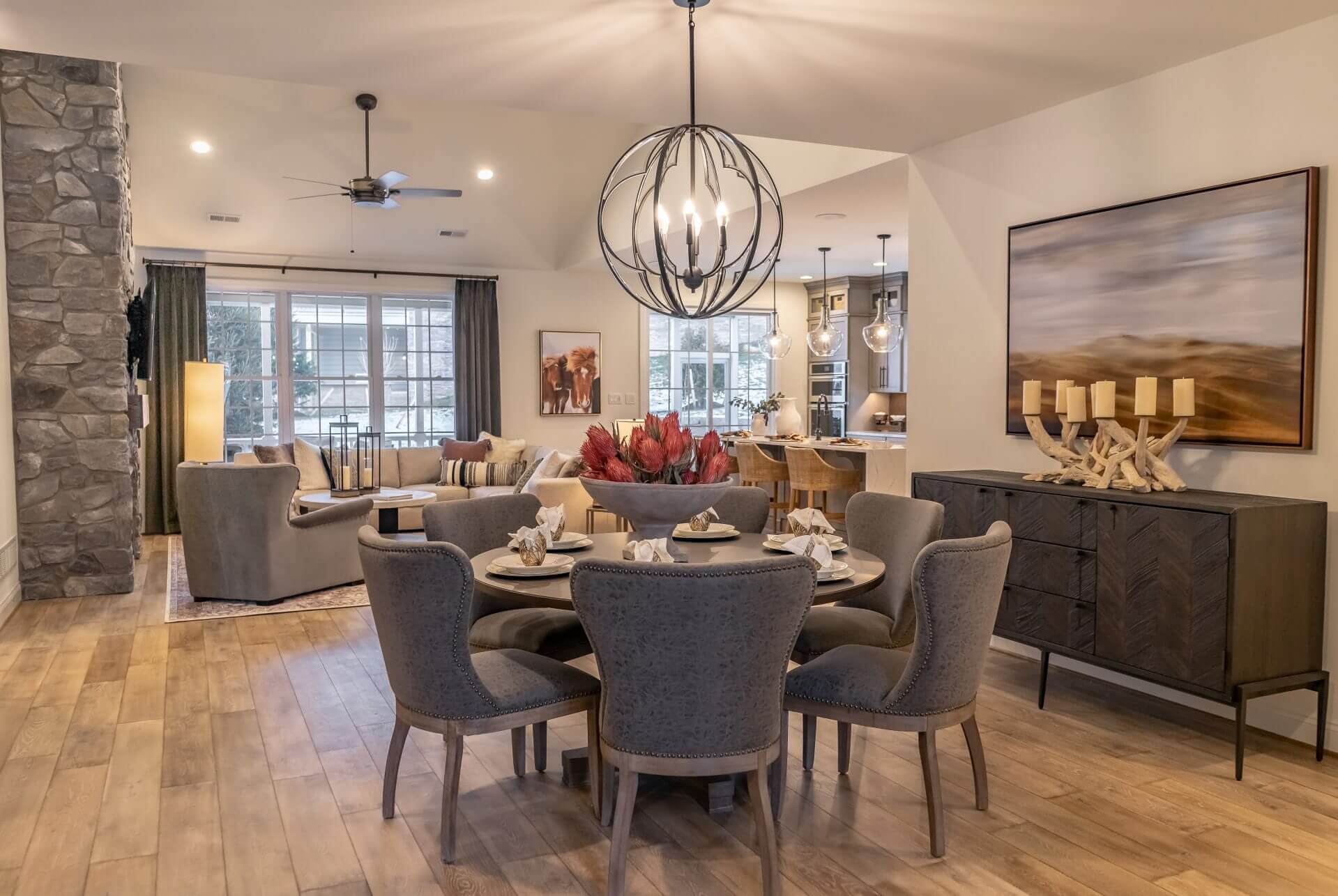 Dining room with chandelier from Traditions of America