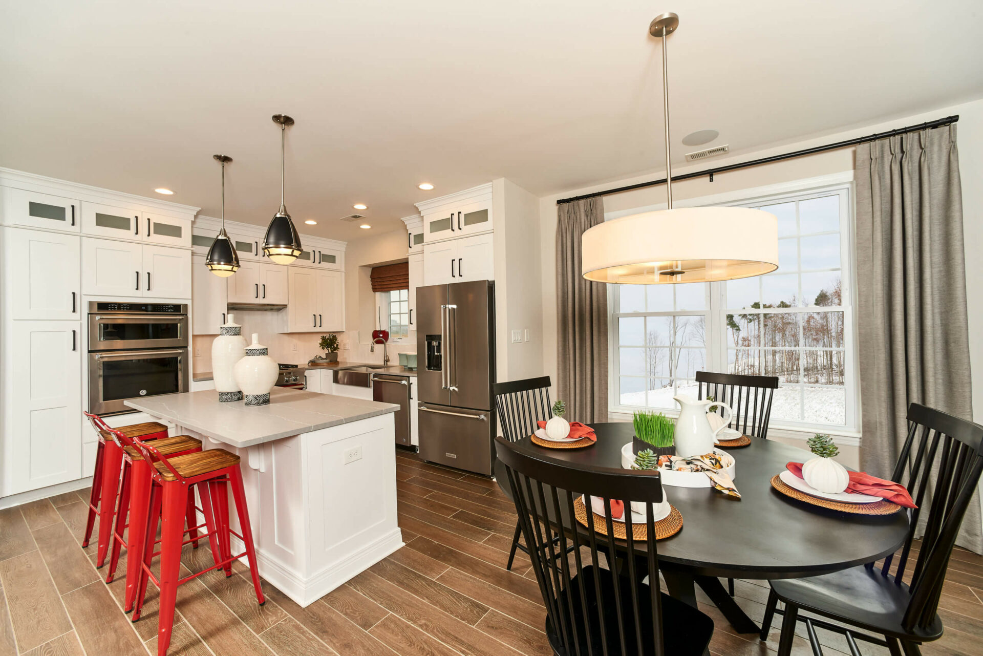 kitchen with white cabinets