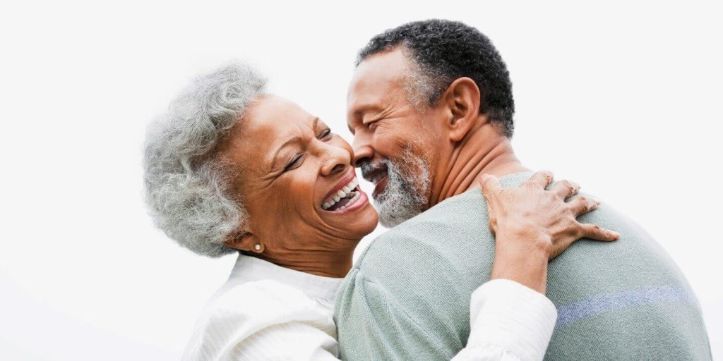 Happy couple hugging each other