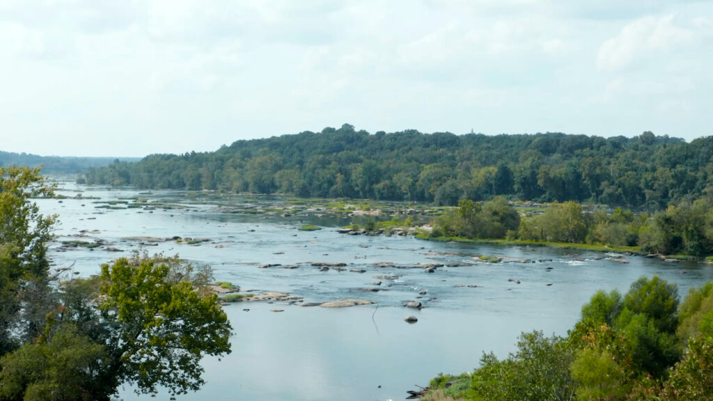 Lake area with rocks and some land spots in chesterfield